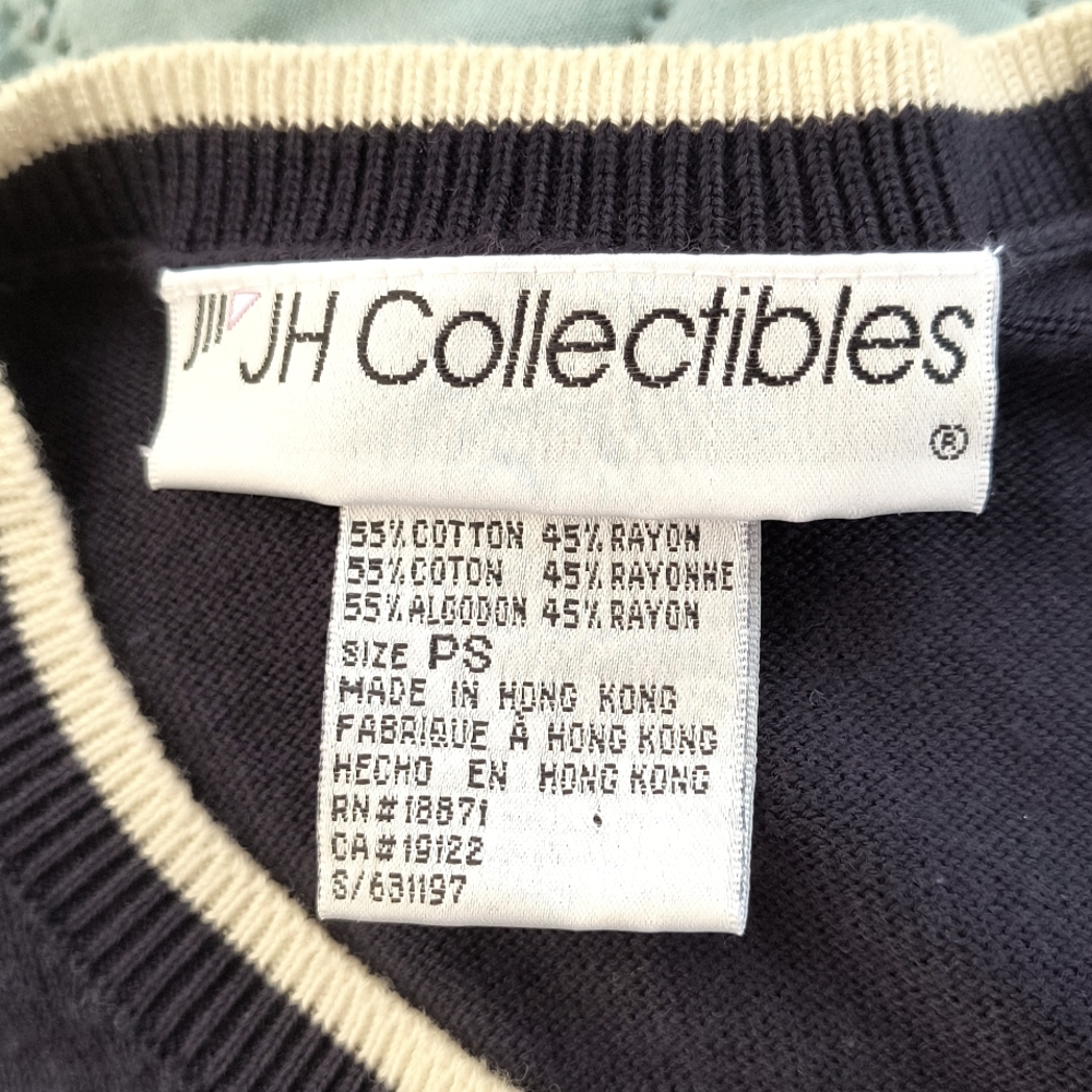 JH Collectibles Argyle NWT short 19 p2 p sleeve Cardigan Sweater / sm petite - Picture 3 of 5